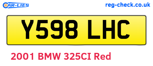 Y598LHC are the vehicle registration plates.