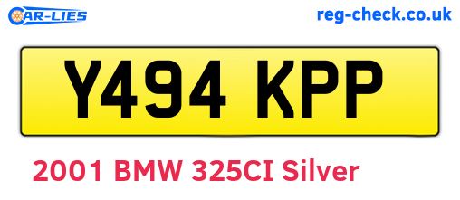 Y494KPP are the vehicle registration plates.