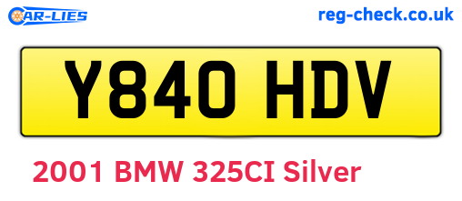 Y840HDV are the vehicle registration plates.