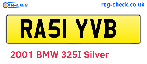 RA51YVB are the vehicle registration plates.
