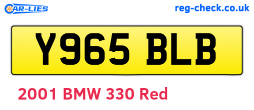 Y965BLB are the vehicle registration plates.
