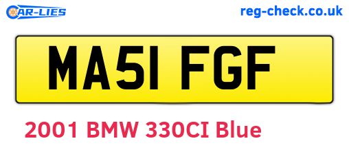 MA51FGF are the vehicle registration plates.