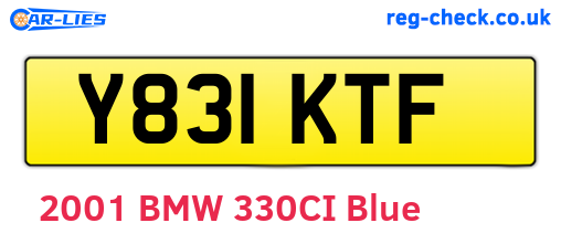 Y831KTF are the vehicle registration plates.
