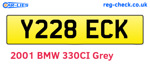 Y228ECK are the vehicle registration plates.