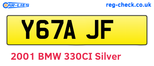Y67AJF are the vehicle registration plates.