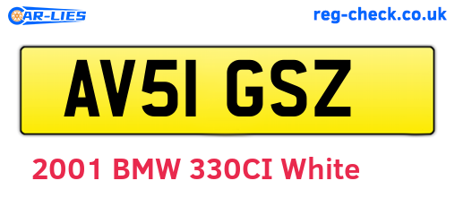AV51GSZ are the vehicle registration plates.
