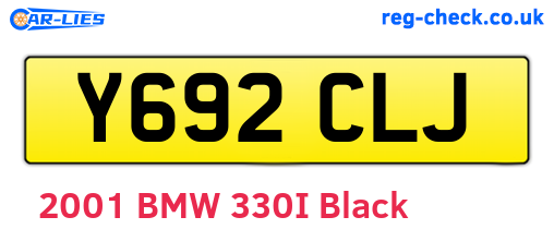 Y692CLJ are the vehicle registration plates.