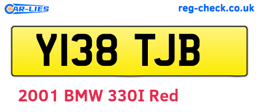 Y138TJB are the vehicle registration plates.