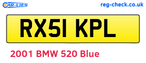 RX51KPL are the vehicle registration plates.