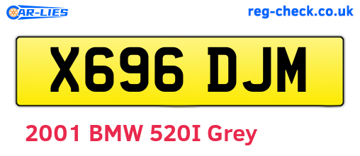 X696DJM are the vehicle registration plates.