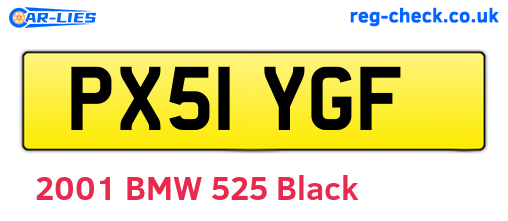 PX51YGF are the vehicle registration plates.