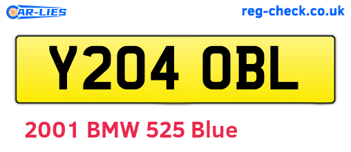 Y204OBL are the vehicle registration plates.
