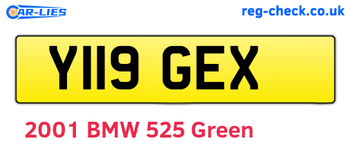 Y119GEX are the vehicle registration plates.