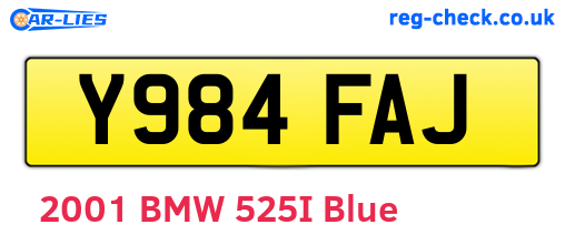 Y984FAJ are the vehicle registration plates.