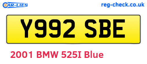 Y992SBE are the vehicle registration plates.