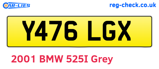 Y476LGX are the vehicle registration plates.
