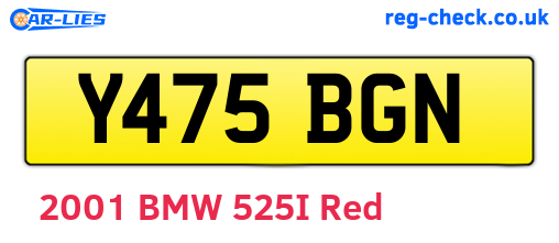 Y475BGN are the vehicle registration plates.