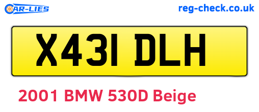 X431DLH are the vehicle registration plates.