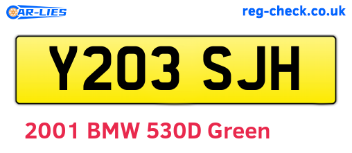 Y203SJH are the vehicle registration plates.