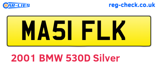 MA51FLK are the vehicle registration plates.
