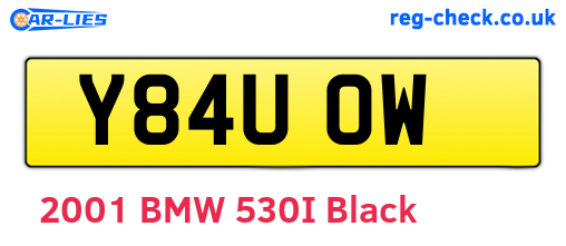 Y84UOW are the vehicle registration plates.