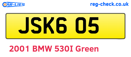 JSK605 are the vehicle registration plates.