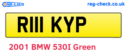 R111KYP are the vehicle registration plates.