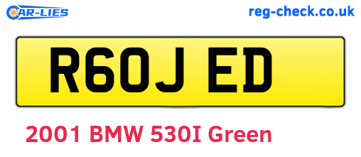 R60JED are the vehicle registration plates.