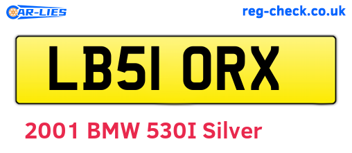 LB51ORX are the vehicle registration plates.