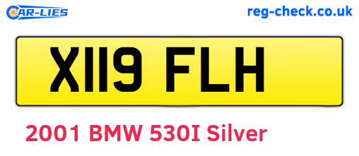 X119FLH are the vehicle registration plates.