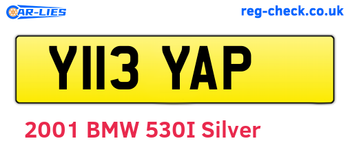 Y113YAP are the vehicle registration plates.