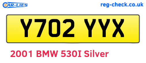 Y702YYX are the vehicle registration plates.