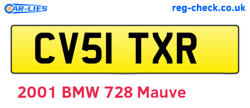 CV51TXR are the vehicle registration plates.