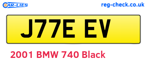 J77EEV are the vehicle registration plates.