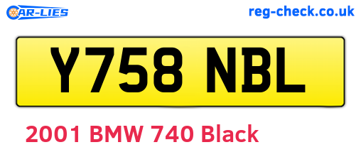 Y758NBL are the vehicle registration plates.