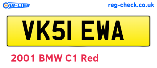 VK51EWA are the vehicle registration plates.
