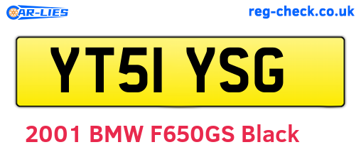 YT51YSG are the vehicle registration plates.