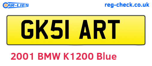 GK51ART are the vehicle registration plates.