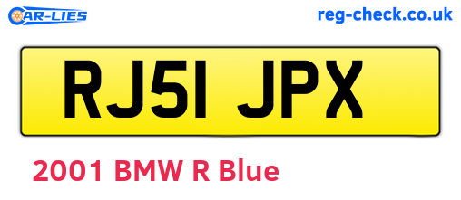 RJ51JPX are the vehicle registration plates.