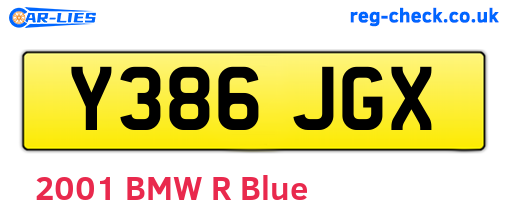 Y386JGX are the vehicle registration plates.