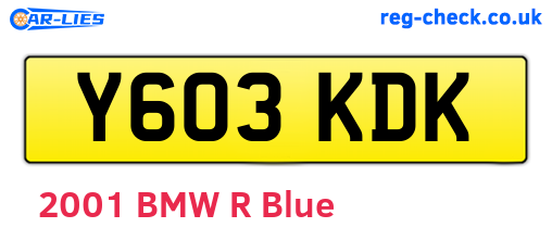 Y603KDK are the vehicle registration plates.