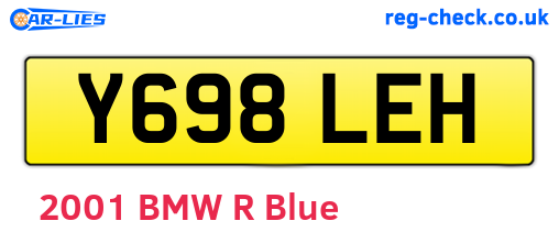 Y698LEH are the vehicle registration plates.