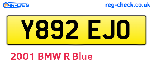 Y892EJO are the vehicle registration plates.