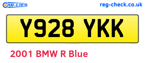 Y928YKK are the vehicle registration plates.