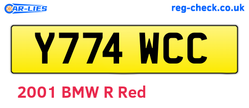 Y774WCC are the vehicle registration plates.