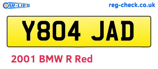 Y804JAD are the vehicle registration plates.