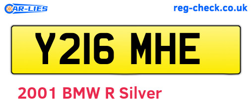 Y216MHE are the vehicle registration plates.