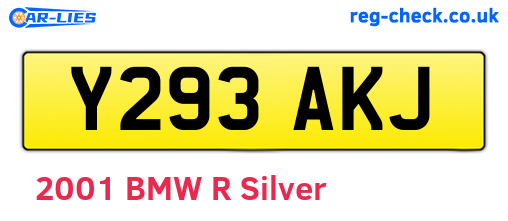 Y293AKJ are the vehicle registration plates.