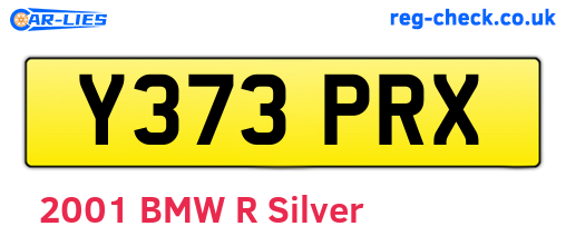 Y373PRX are the vehicle registration plates.