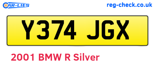 Y374JGX are the vehicle registration plates.